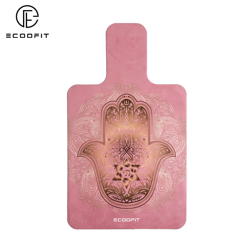 Gold Pink Hamsa Palm Strength Practice Eco Friendly Suede Natural Rubber Non-Slip Sweat Absorbent Suede Pilates Reformer Mat