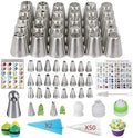 116 Pcs Russian Piping Tips Set with Cake Icing Tips Ball Nozzle Leaf Tips Pastry Bags Couplers for Cake Decorating Cupcake