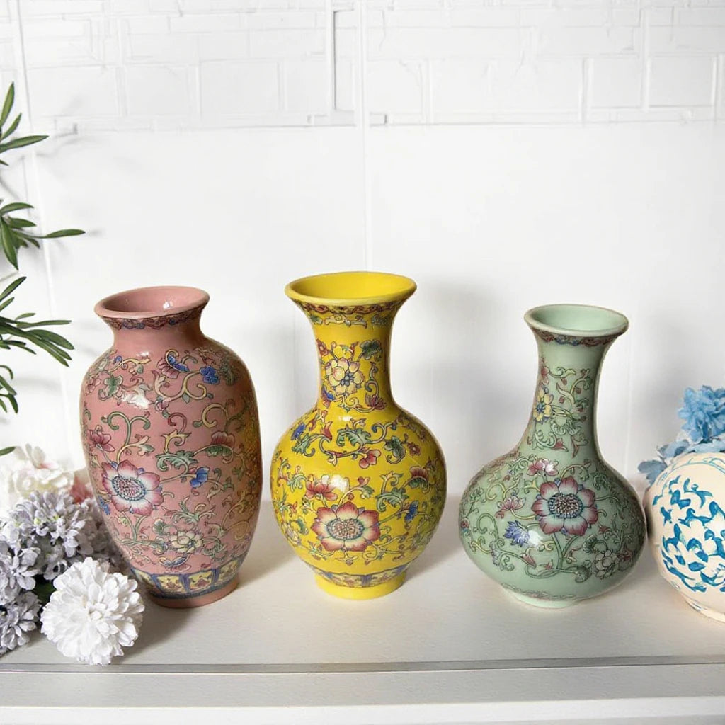 Antique Blue White Porcelain Vase Chinese Style Countertop Decoration European American Retro Ceramic Flower Arrangement Tool