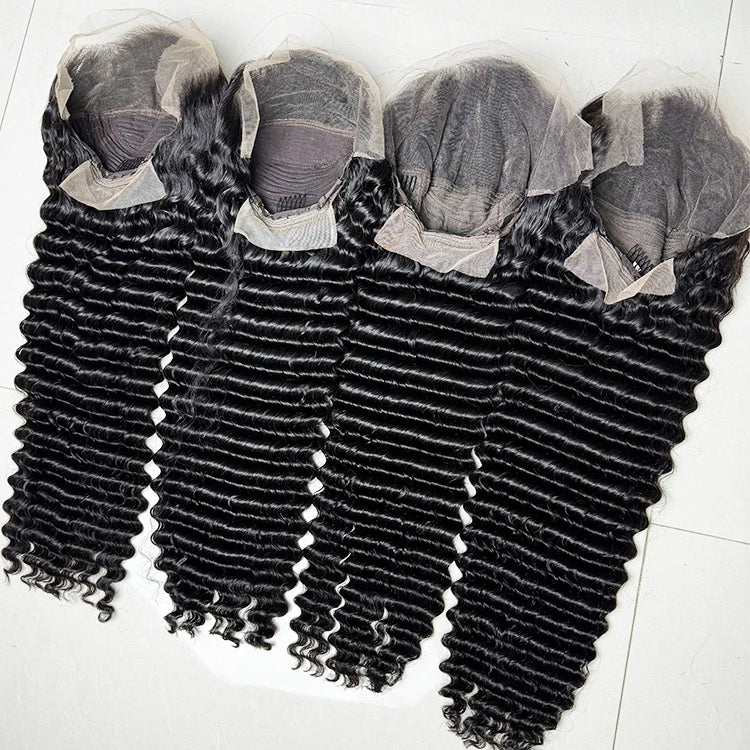 Wholesale Cambodian Virgin Human Hair Deep Wave Raw Virgin Cambodian Wigs Human Hair Lace Front Full Wigs