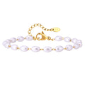 Wholesale Stainless Steel 14K Gold Plated Classic Party Adjustable Beaded Imitation Pearl Chain Bracelet Women