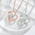 Hypoallergenic Valentines Day Gifts Diamond Heart Shape Necklace Silver Rose Gold Plated Zircon CZ Love Double Heart Necklace