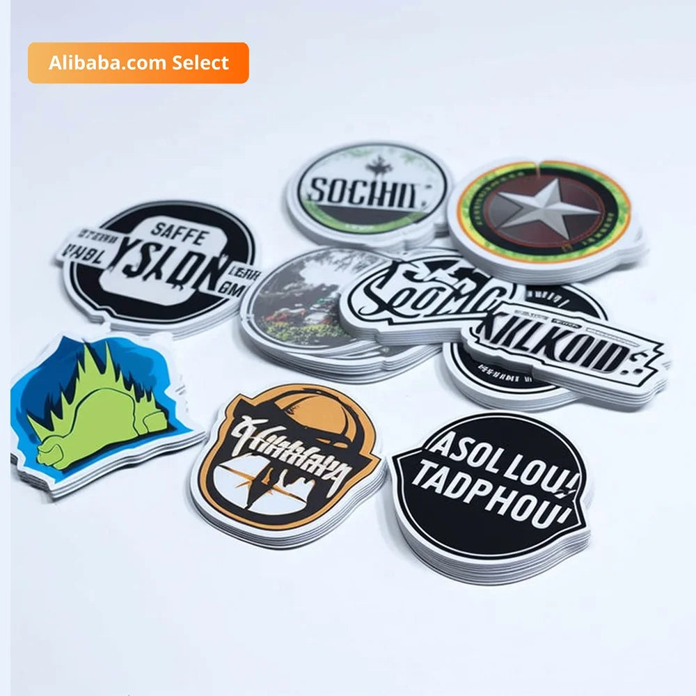 New Products For Clothes Pack Uv Waterproof Logo Kiss Sticker Labels Custom Vinyl Paper Glitter Hologram Die Cut Stickers