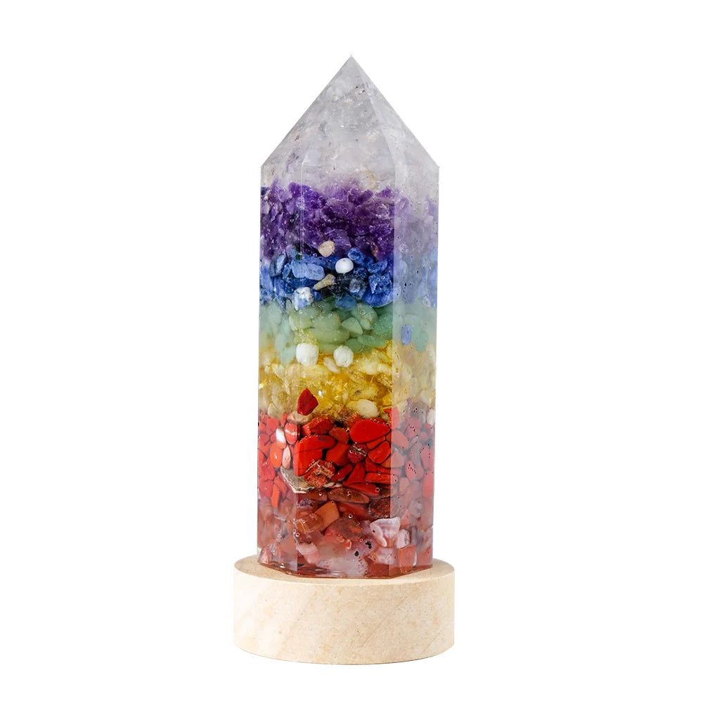 Wholesale Original Energy Chakra Orgointe Wand Tower Lamp Healing Rose Quartz Light Crystal Crafts Spiritual Decoration