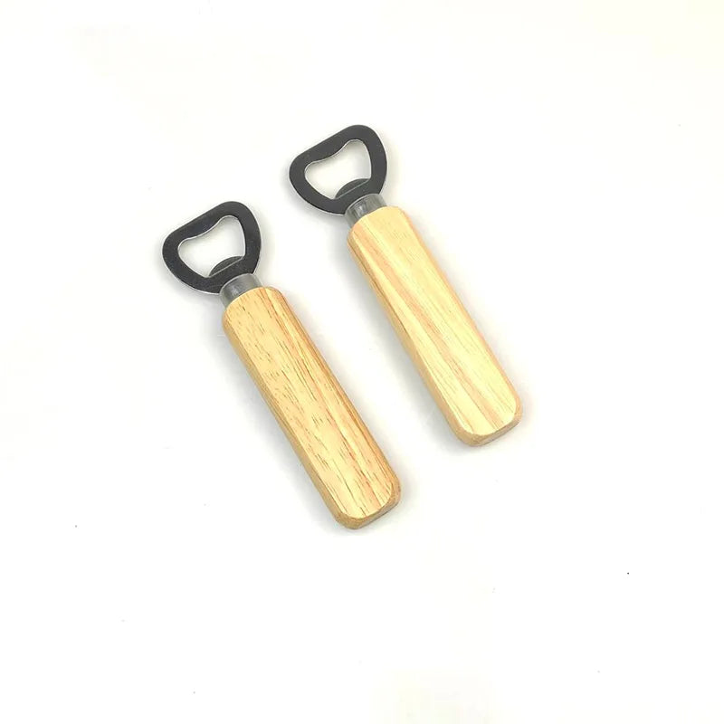 Direct Factory Sale Flat-Shaped Stainless Steel Bottle Opener Wood Handle Premium Corkscrew Opener Easy Carry Classical Design