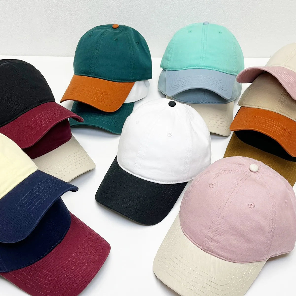 Casquette Hip Hop PersonnalisÃ© Youth Over Sized Two Tone 6 Panel Outdoor Custom logo Cotton Baseball Multicolor Hats