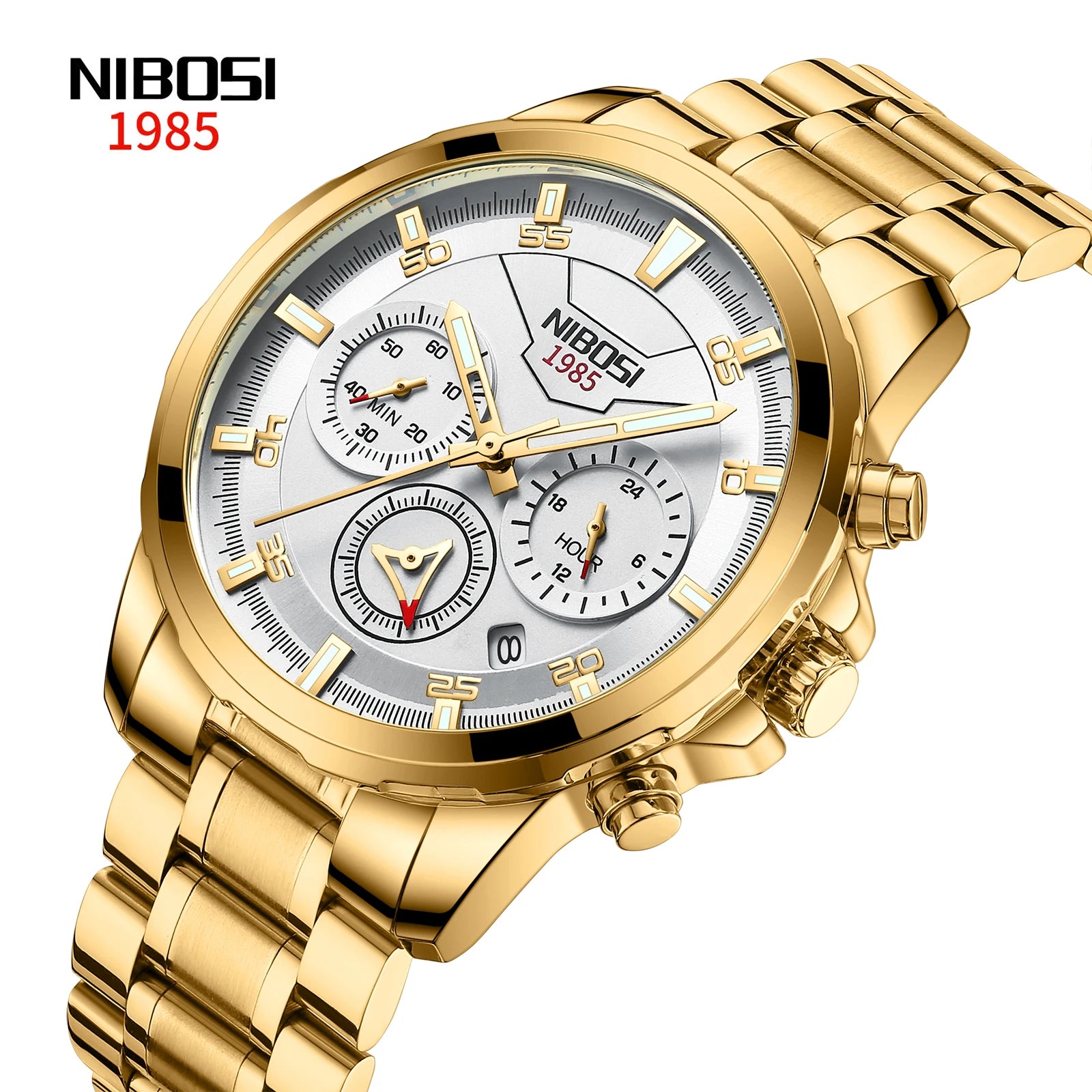 NIBOSI 2536 Quartz Watches Men Fashion Wrist Watch Stainless Steel Strap Wristwatches