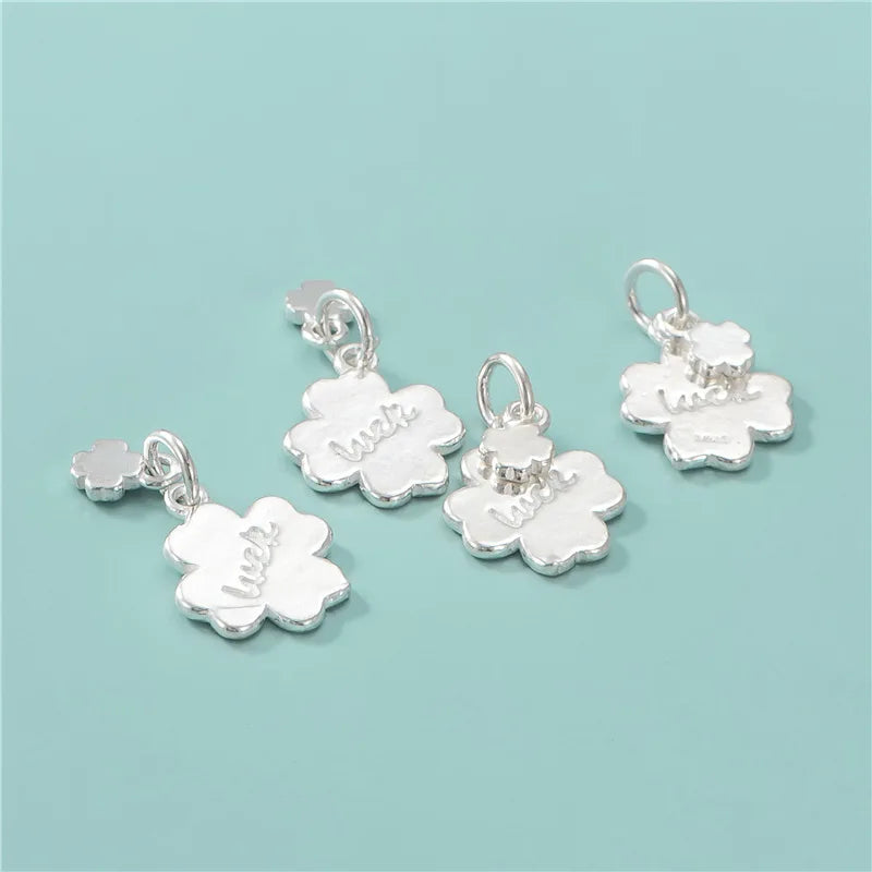 New 925 Sterling Silver Luck Clover Dangle Pendants Luck Four Leaf Clover Charm Pendant for Jewelry Making
