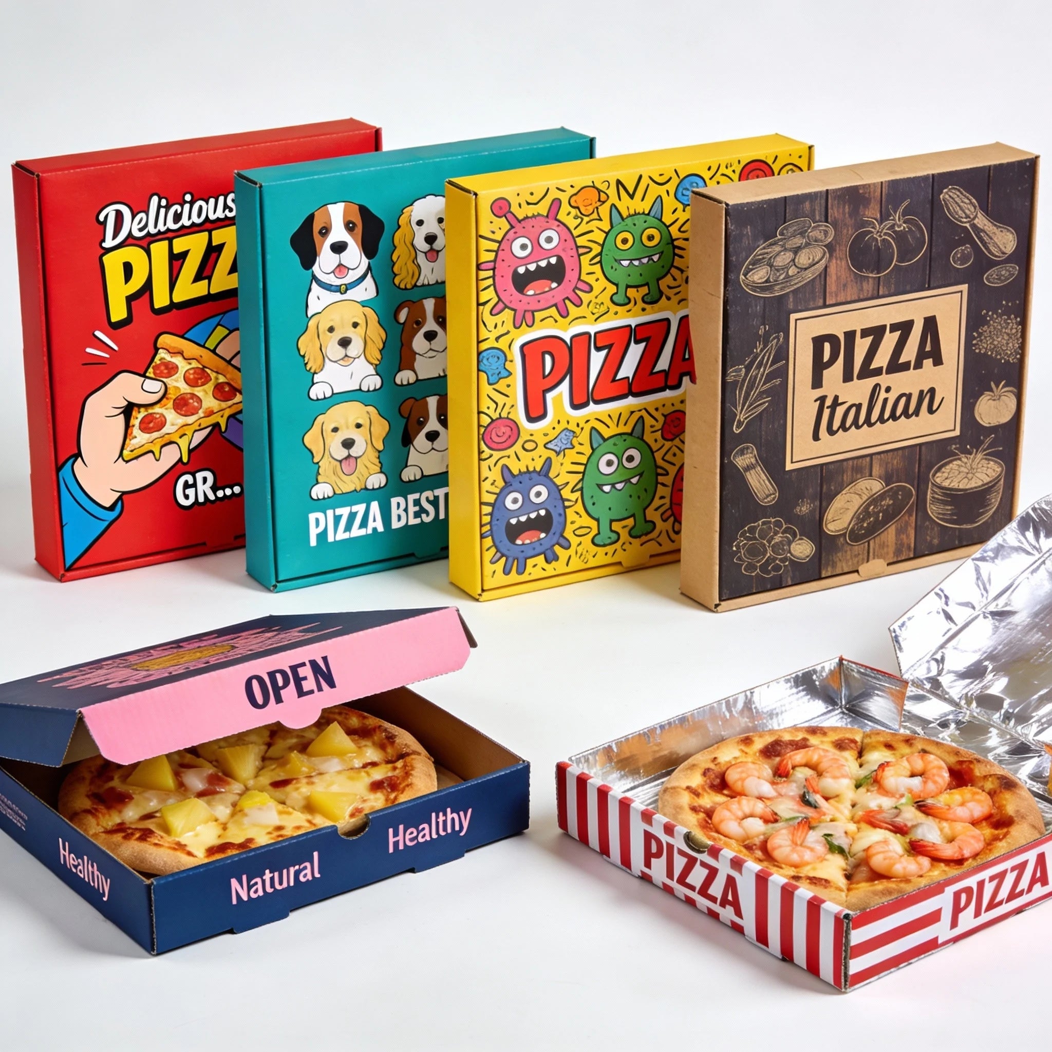 Wholesale Custom Biodegradable Pizza Box All Sizes Corrugated Board with Logo Embossed Printing Cheap Corrugated Pizza Box