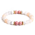 8mm Wholesale Natural Gemstone Bracelet Howlite Rhodonite Beads Golden Copper Spacer Jewelry Elastic Bracelet