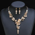 ZC013 Hot Selling Fashion Flower Crystal Jewelry Set Women Luxurious Necklace Earrings Set