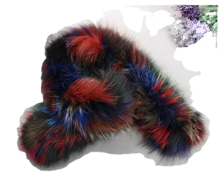 MWFur Fashion Winter Hand Made Knit Full Fur Women Fur Scarf Fox Fur Knitted Collar Scarf for Women Lady