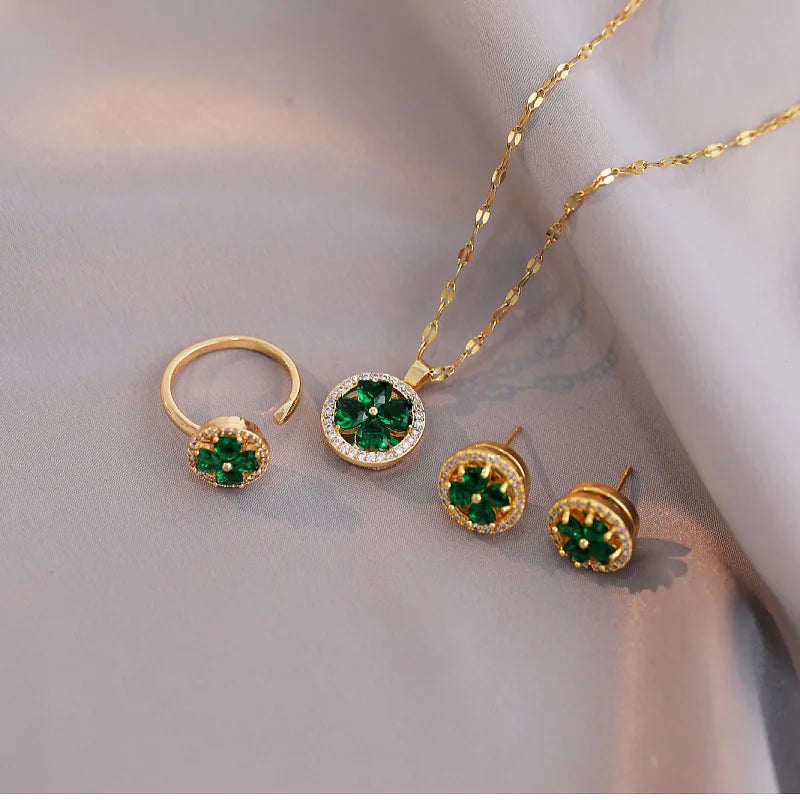 Fashion Jewelry Stainless Steel Cross Chain Brass Pendant Rotatable Necklace Anxiety Fidget Ring Luxury Jewelry Set Unisex 18