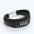 Multilayer Black Leather Bracelet Magnetic Alloy Button Birthday Gift Male Bracelets SCB013