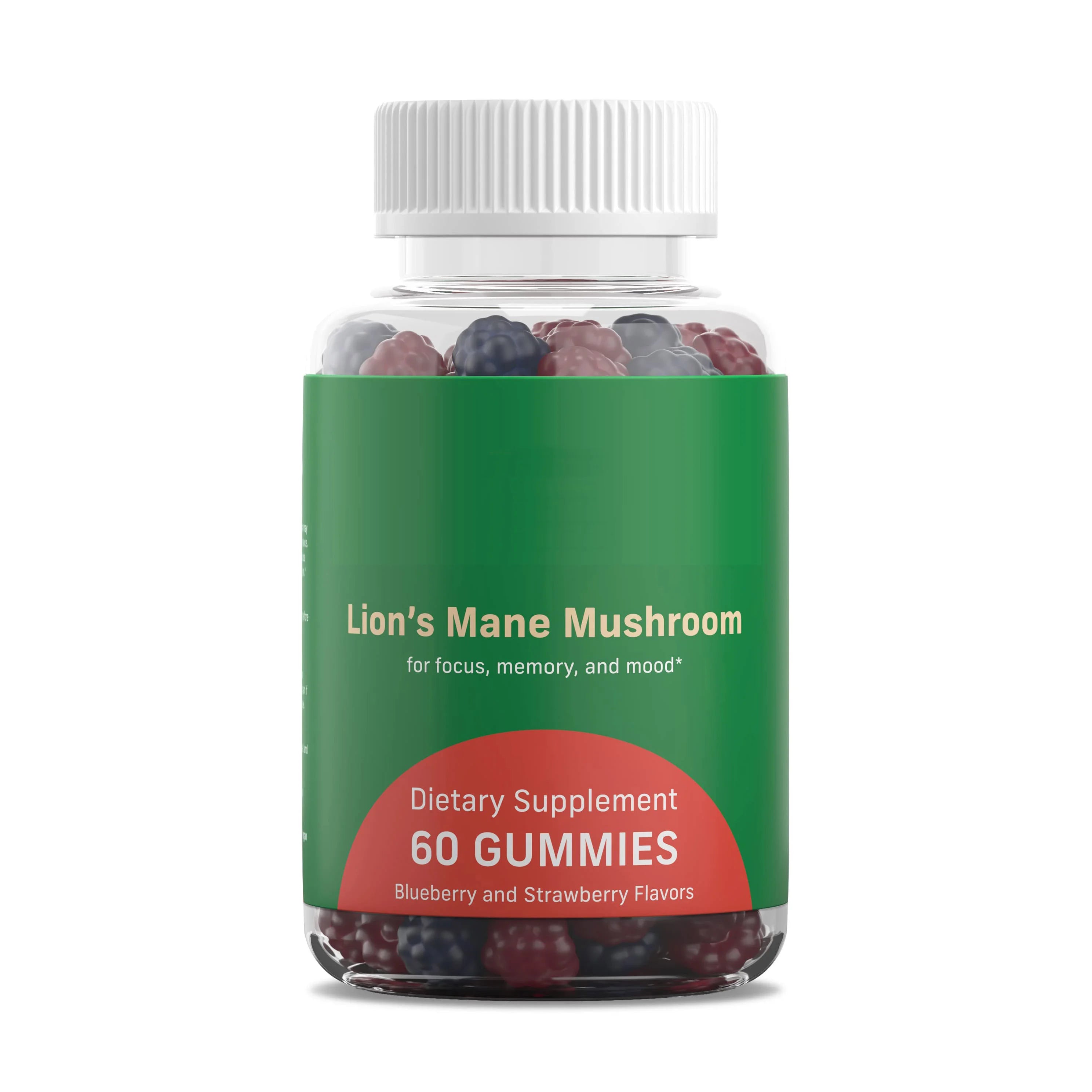 Lion's Mane Mushroom Gummy Candy for Adult Brain Support Focus & Memory Improvement Natural Vitamin Supplement