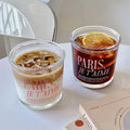 Ins Creative Cold Extraction Large Capacity Glass Coffee Mug French Letter Glass Milk Cup