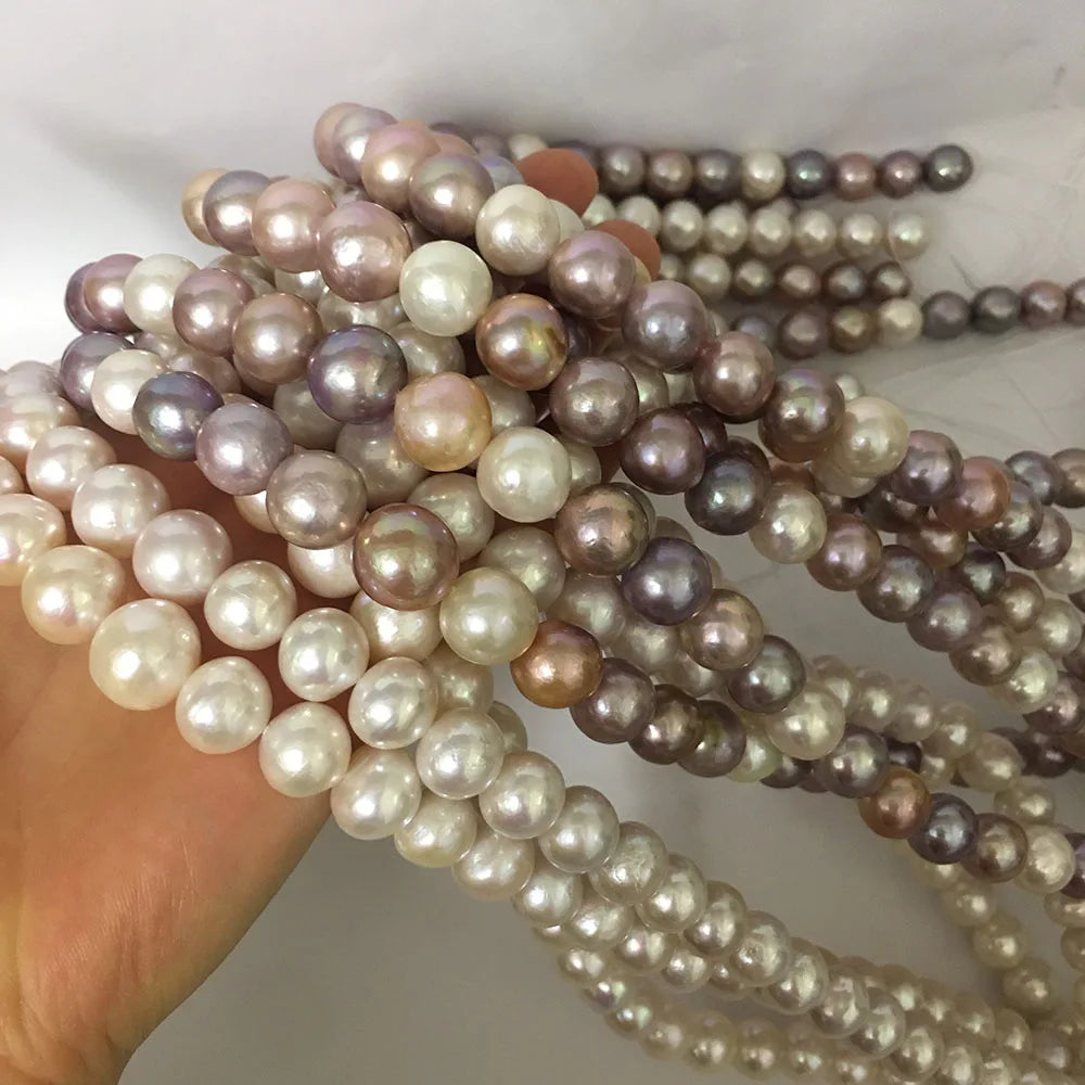 16 Inch A+ 10.5-14 mm Nature Purple Freshwater Pearl round Loose Wholesale Strand for Jewelry Making M.O.Q 1 Strand MegaBDM