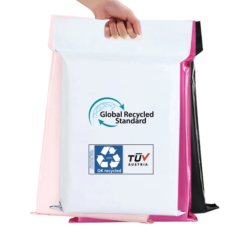 Spice Packing Parcel Delivery Bags Water Proof Wigs Mail Clothing Packaging Full Color Pink Thank You With Handle Mailing Bags