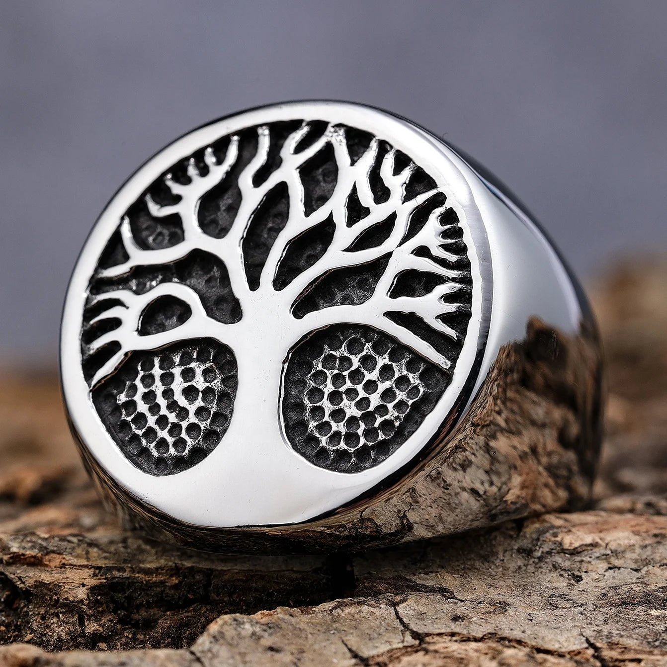 Personalized Hiphop Vintage Stainless Steel Tree of Life Branch Mens Signet Rings Size 7-13
