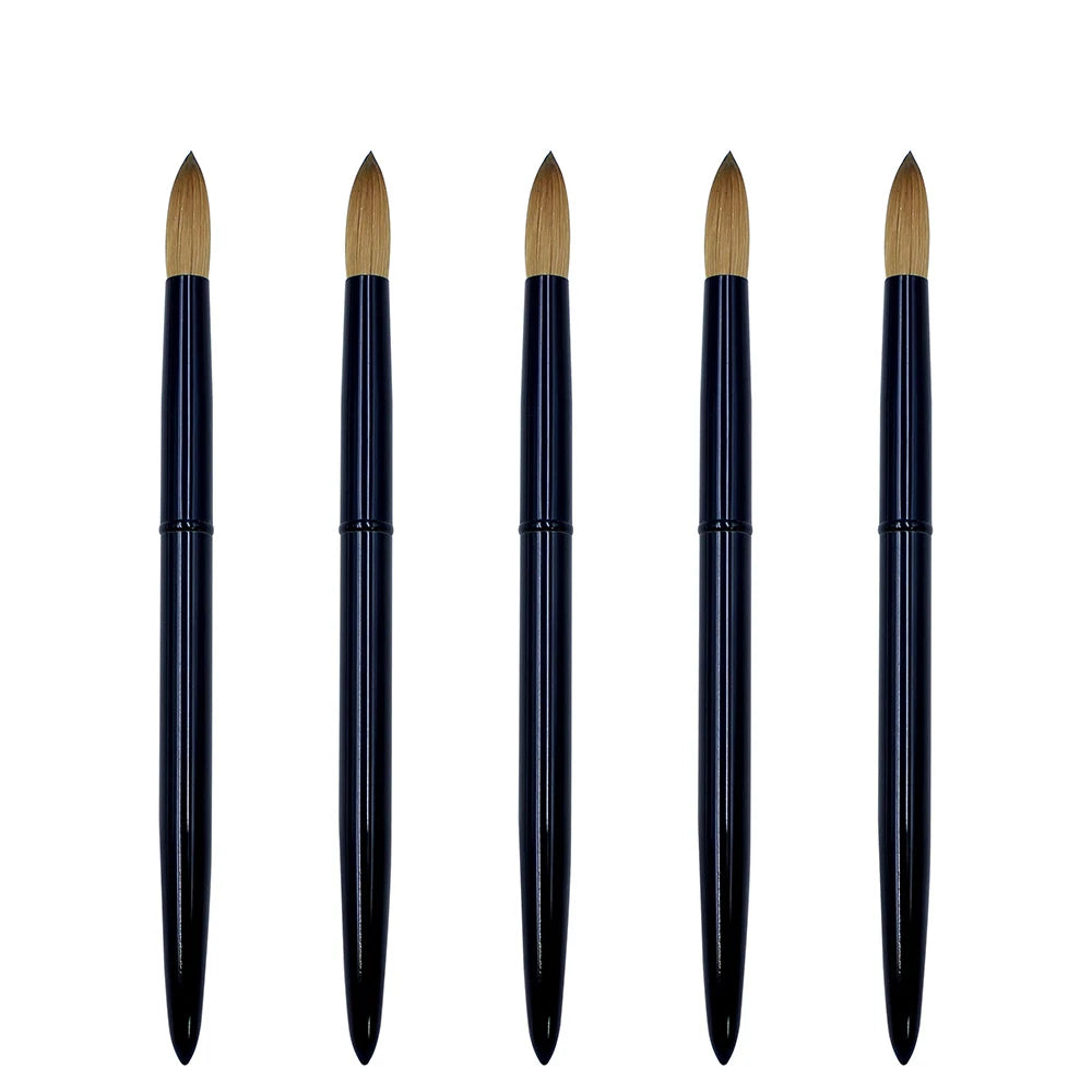 Luxury Bright Black Nail Acrylic Brush #12 Personalized 100% Kolinsky Sable Hair Nail Acrylic Builder Brush With Metal Handle
