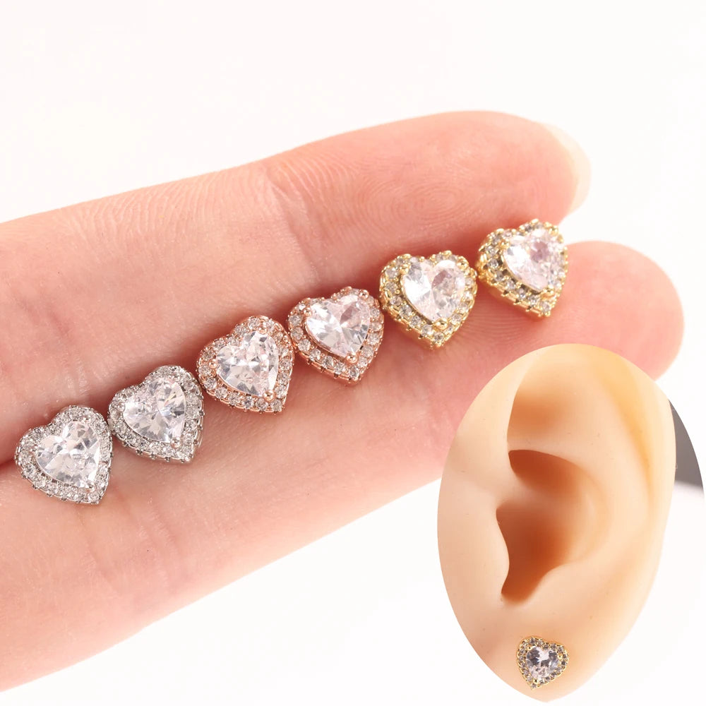 Fashionable New Micro Inlaid Zircon Super Sparkling Heart-shaped Earrings with Simple Design and Light Luxury Earrings