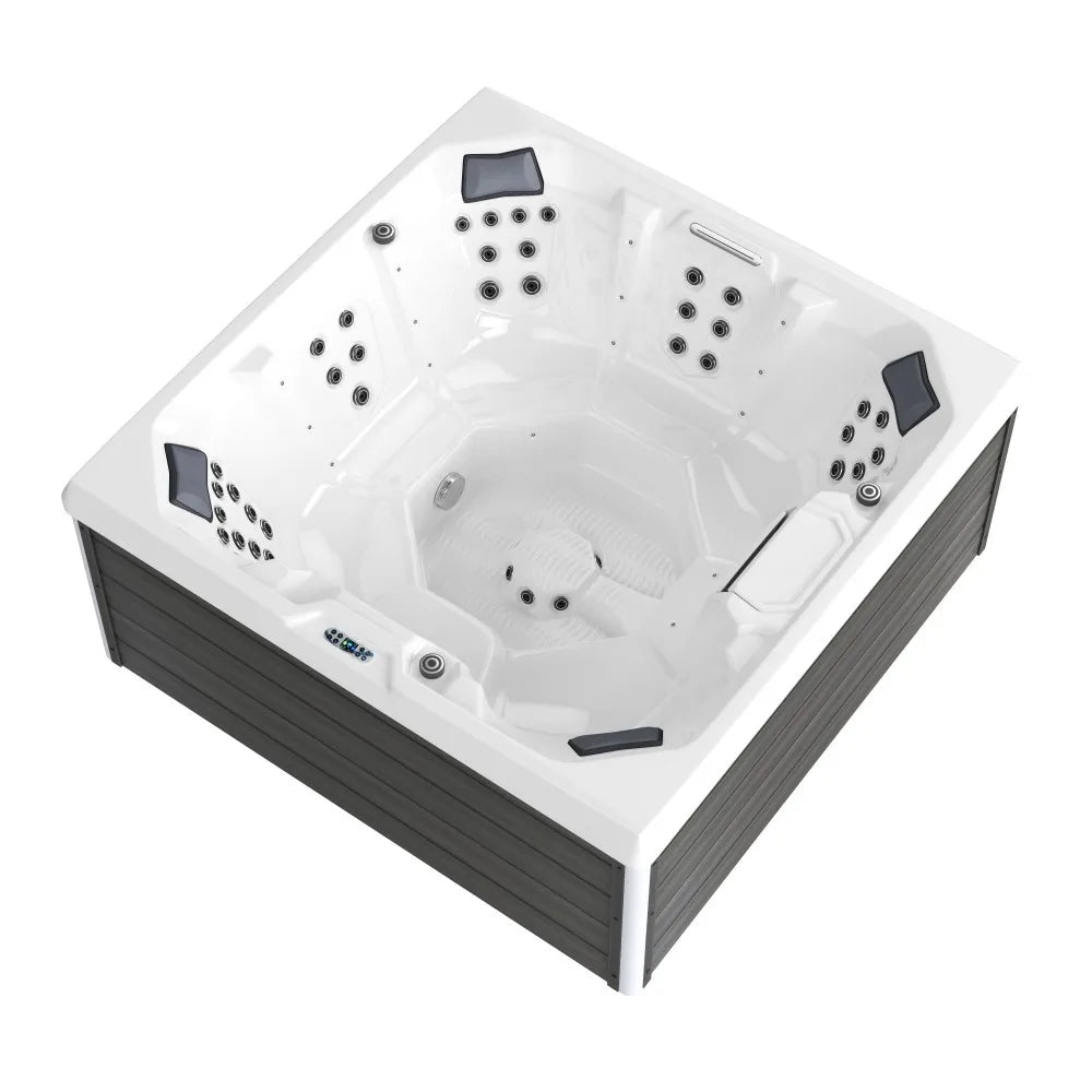 White Acrylic 5-Person Outdoor Whirlpool Hot Tub Spa with Eco-Friendly Design 3-Year Warranty Combo Massage Embedded Drainer