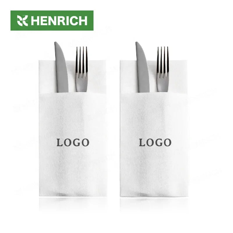 Premium White Pocket Napkins Disposable Linen Feel Built in Flatware Dinner Napkins for Reception Wedding Christmas