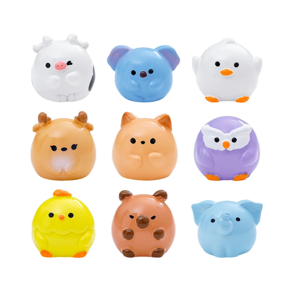 Cartoon Figure Mini Animals Small Resin Dog Panda Cow Duck Koala Elephant Capybara Deer fox Owl Chicken 3d Mini Figurine Kid Toy
