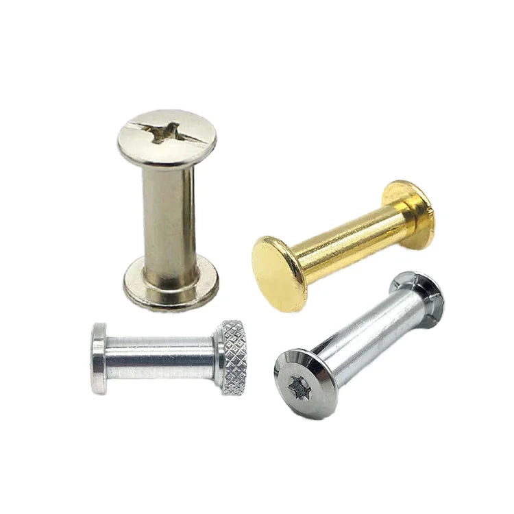 304/316 Slotted Knurled Book Binding Post Stainless Steel Flat Chicago Screw for Leather Connecting Screw