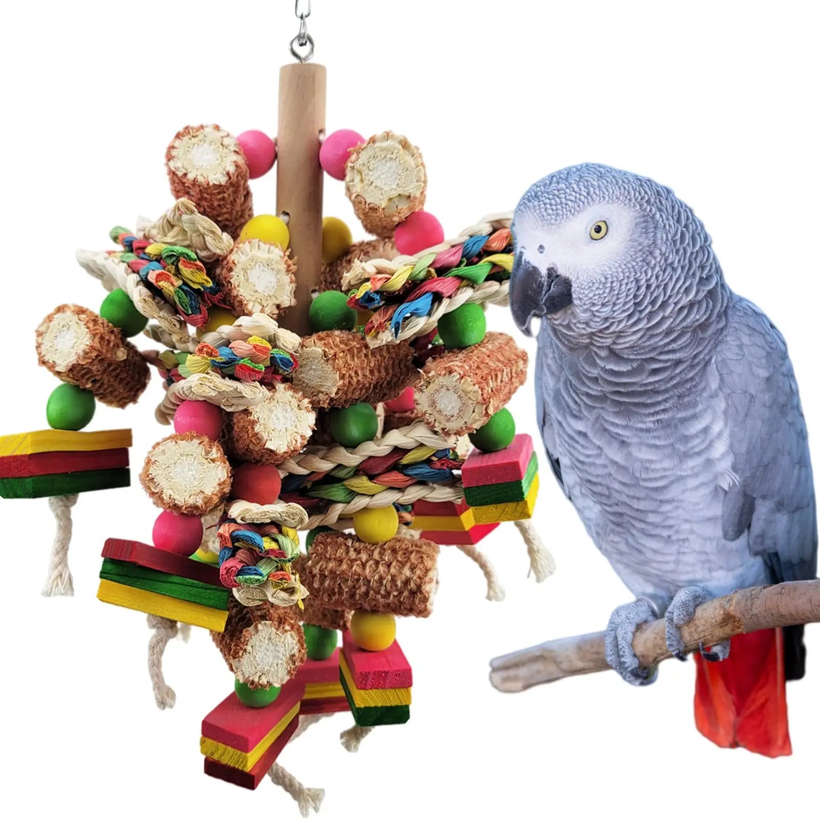 Black Wind Parrot Cockatiel Pet Training Toy Large Colorful Eco-Friendly Corn Husk Takraw Ball Bird Chewing Wood Bird Supplies