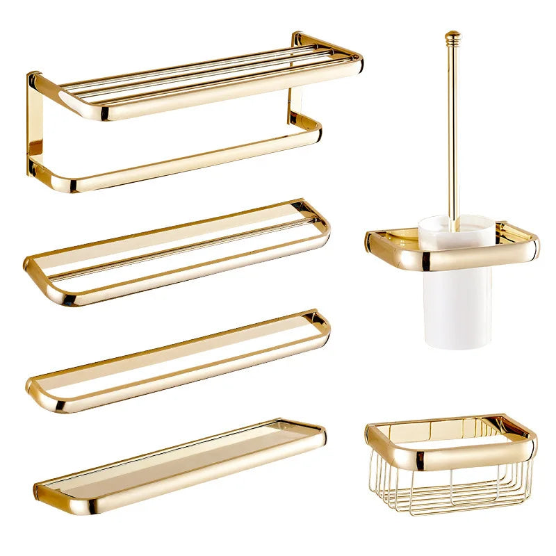 Gold Bathroom Accessories Brass Bath Hardware Set Bathroom Towel Rack