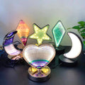 Hot Sales Natural Fluorite Heart Carving Healing Stones LED Lamp Crystal Moon Light for Crystal Crafts