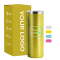 Hot Sale Stainless Steel Slim Tumbler Double Wall Vacuum Insulated Water Bottles 20oz Glitter Straight Skinny Tumbler Cups