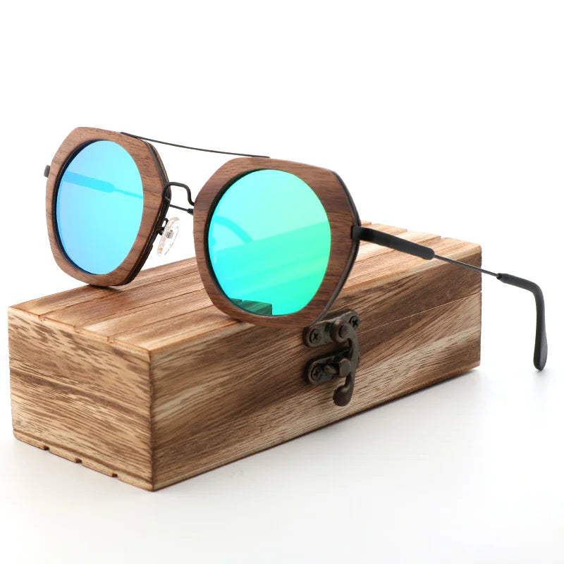 2022 Oversized Wooden Hexagon Sunglasses for Men and WomenPolaried Lens UV400 New Design