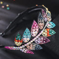HX-019 Female Multicolor Leaf Design Czech Drill Hairband Crystal Non-slip Border Ladies Rhinestone Hair Accessories Headband