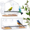 Nail-Free Acrylic Window Bird's Food Box Transparent Bird Feeders Cage With Strong Suction Cups for Outdoors Hanging