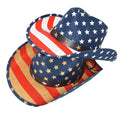 MIO Independence Straw Cowboy Hat Usa American Flag Hat Stars and Stripes Printed Straw Hat Shapable Brim