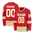 100% Polyester Men's Ice Hockey Jersey Customizable Long Sleeve Tapered Fit with Flatlock Seams OEM Custom Team Shirt Design