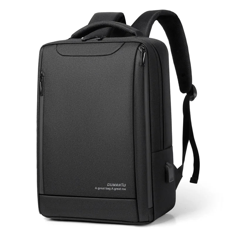 Men's Casual 15 Antitheft Business Travel Laptop Backpack Waterproof with USB Charging Zipper Closure and Letter Pattern