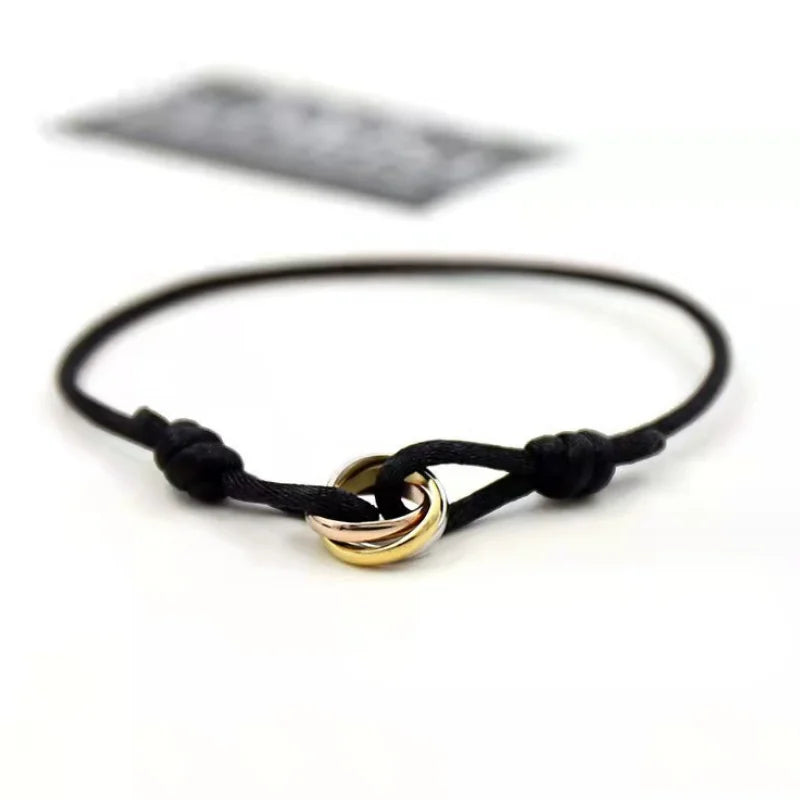 Creative Stainless Steel Couple Light Luxury Braided Rope Bracelet Custom 3 Circle Hand Lucky Hand Rope Men's Women's Bracelet