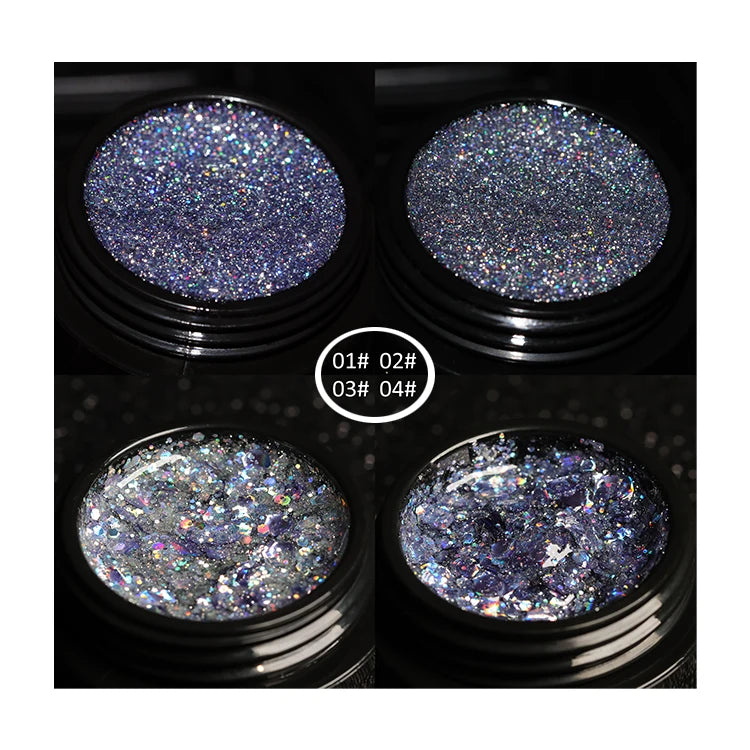 Hema-free Max Laser Kaleidoscope Glitter Gel Nail Polish Shiny Uv Soak Off Gel Varnish Reflective Diamond Broken Gel