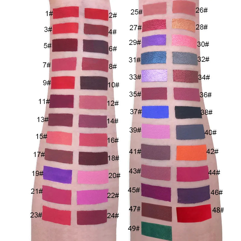 Wholesale 49 Colors Make Your Own Private Label Vegan Matte Metallic Cosmetic Liquid Lipstick