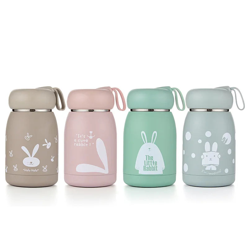 Mini Creative Rabbit Design Stainless Steel Water Bottle Custom Cute Thermos Vacuum Flasks Insulated Tumbler Cup with Lid