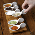 Hot Sale Creative Ceramic Condiment Dish with Bamboo Mat Divided Lattice Snack Dish Taste Dish Style Restaurant Hotel Sauce Bowl