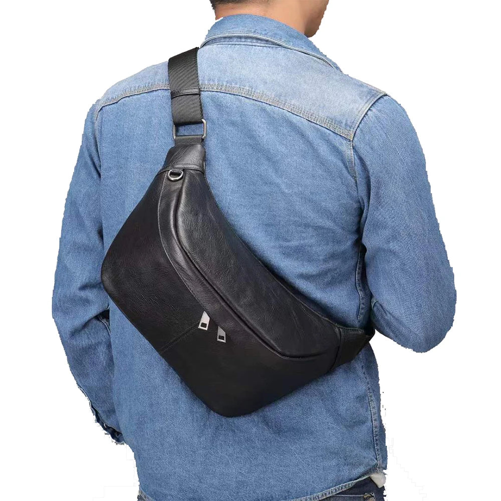 Crossbody Sling Airport Money Bag Teal Leather Sports Belt Fanny Bag Waist Bag Men and Women Pouch Messenger