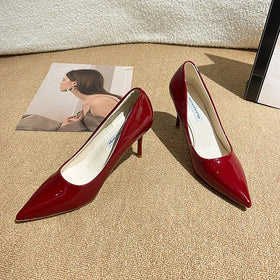 Women's Pointed-Toe European Elegance Color Pump Stiletto Fancy High Heels