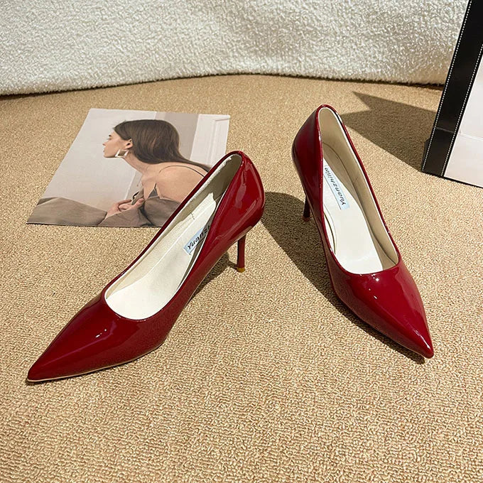 Women's Pointed-Toe European Elegance Color Pump Stiletto Fancy High Heels