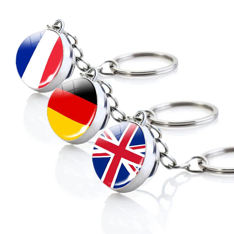 Europe North South America Oceania Countries European National Country Flag Key Ring Glass Cabochon Pendant Key Chain Keychain