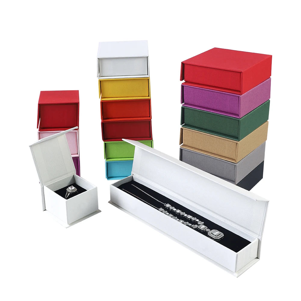Spot Multi-color Cardboard Flip-top Jewelry Box Flip Open Magnetic Box for Jewelry Paper Jewelry Box with Foam Lining