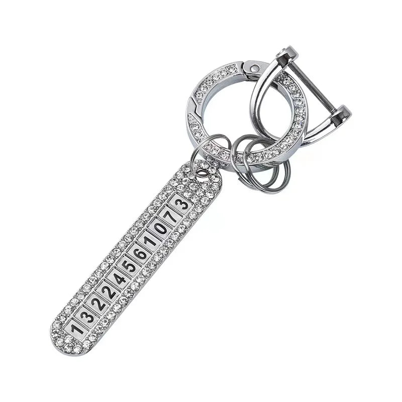 Hot Sale Crystal Key Chain Pendant Car Keychain Anti Lost Keychain with Phone Number